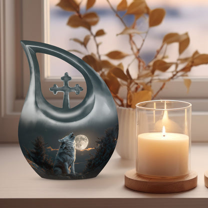 Wolf Howling Urns For Ashes - Ashes Keepsake For Men