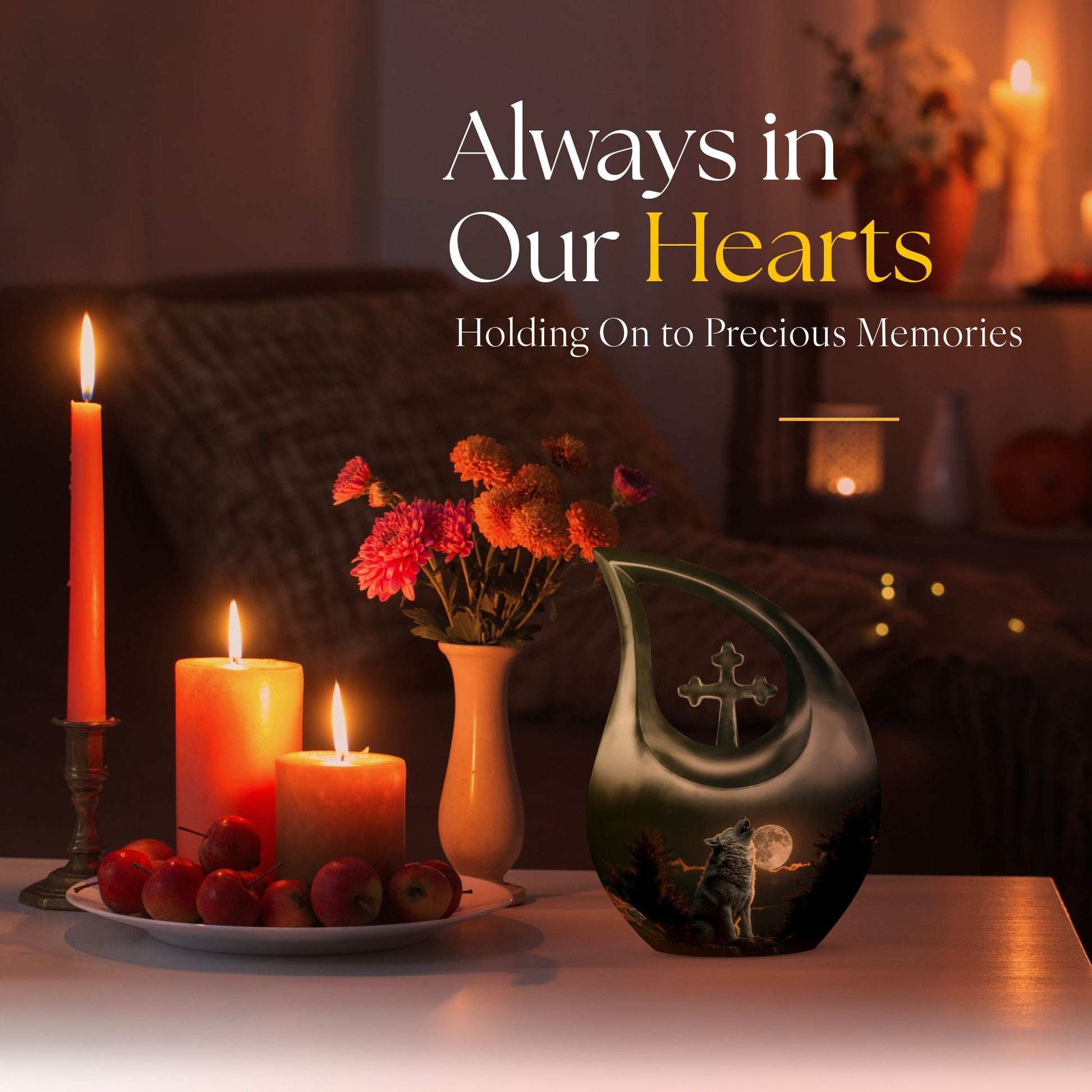 Wolf Howling Urns For Ashes - Ashes Keepsake For Men