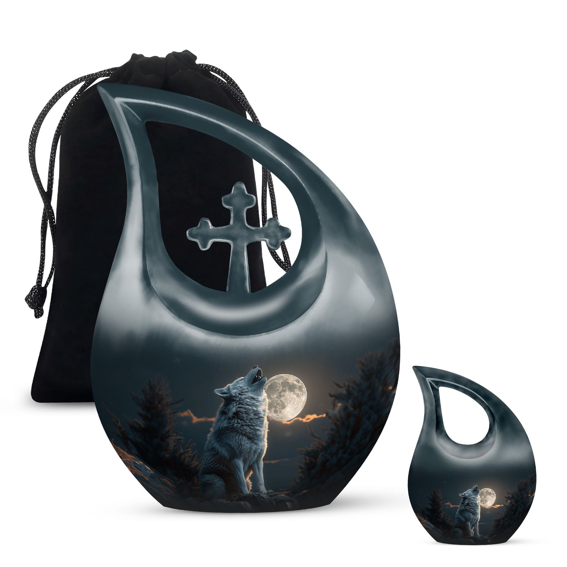 Wolf Howling Urns For Ashes - Ashes Keepsake For Men