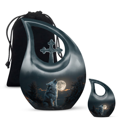 Wolf Howling Urns For Ashes - Ashes Keepsake For Men