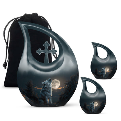 Wolf Howling Urns For Ashes - Ashes Keepsake For Men