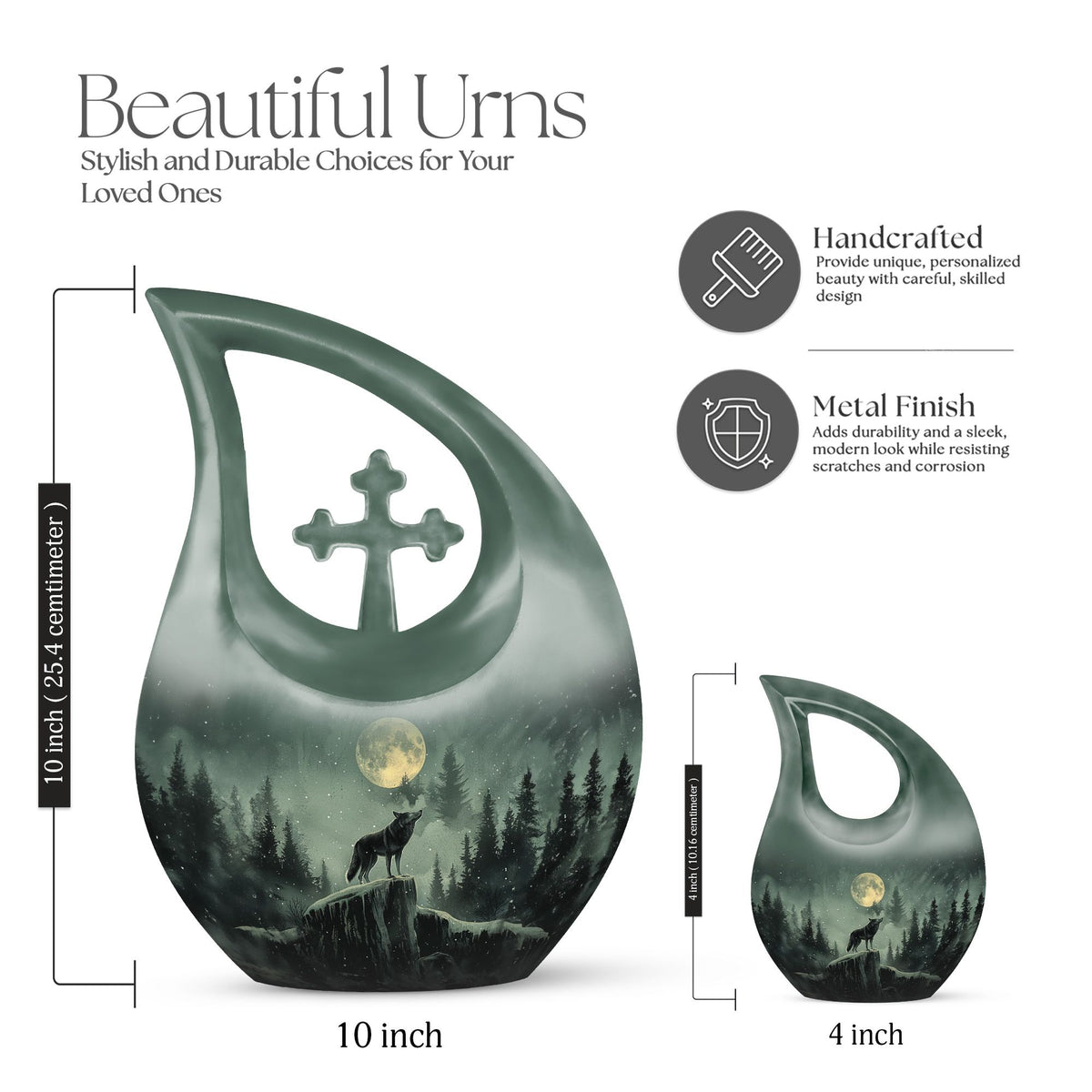 Wolf Howling Urns For Ashes - Mini Urn For Ashes For Women