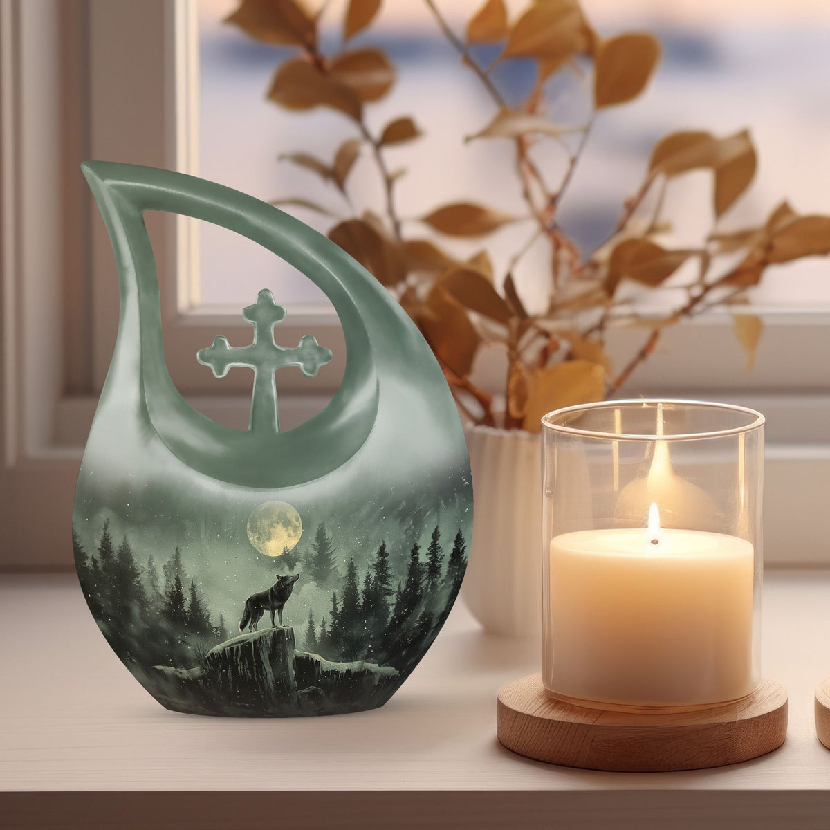 Wolf Howling Urns For Ashes - Mini Urn For Ashes For Women