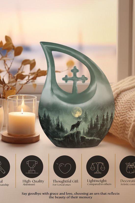 Wolf Howling Urns For Ashes - Mini Urn For Ashes For Women