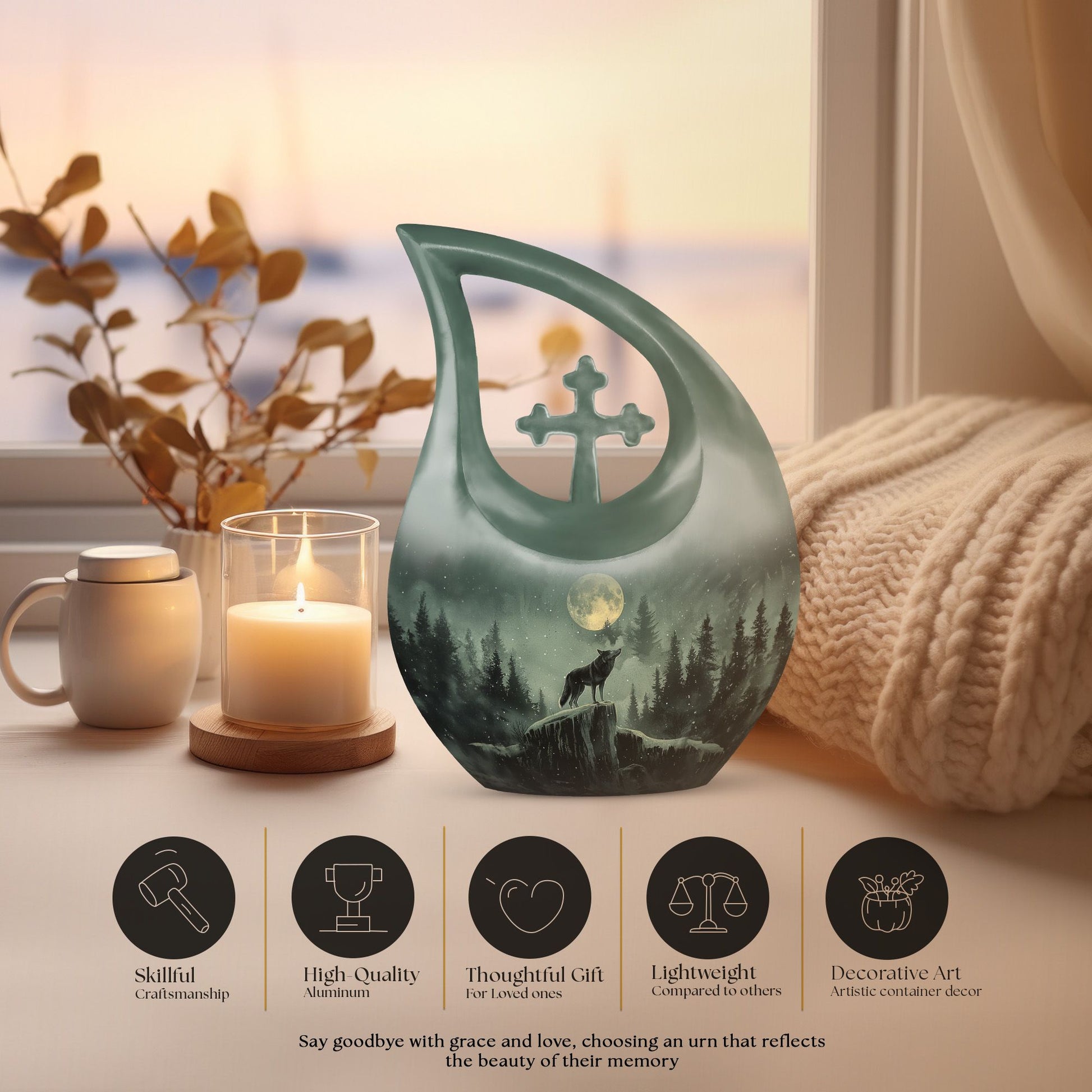 Wolf Howling Urns For Ashes - Mini Urn For Ashes For Women