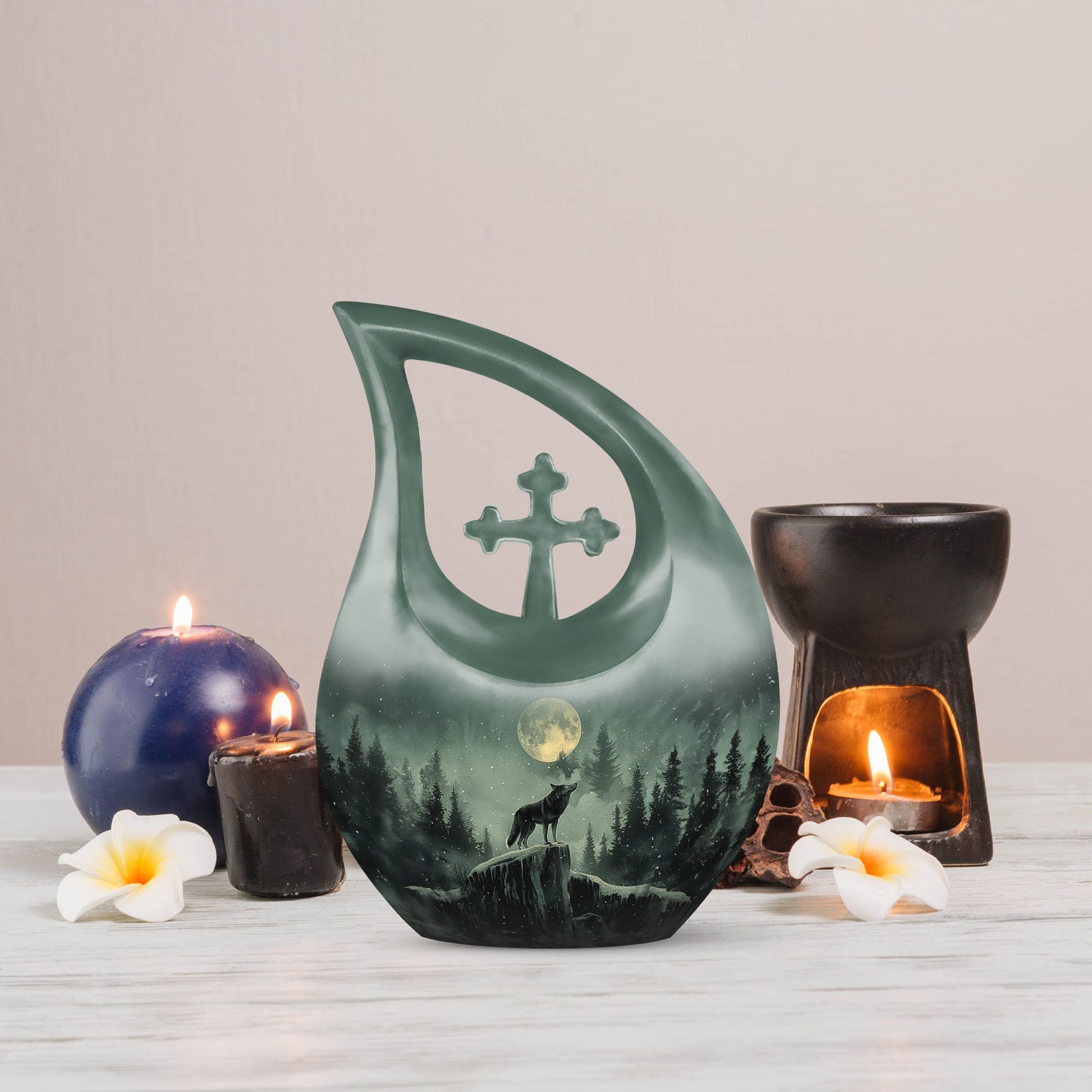 Wolf Howling Urns For Ashes - Mini Urn For Ashes For Women