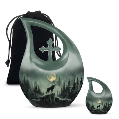 Wolf Howling Urns For Ashes - Mini Urn For Ashes For Women
