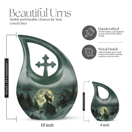 Wolf Howling Urns For Ashes - Cremation Keepsakes For Men
