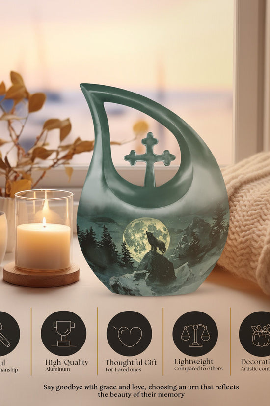 Wolf Howling Urns For Ashes - Cremation Keepsakes For Men