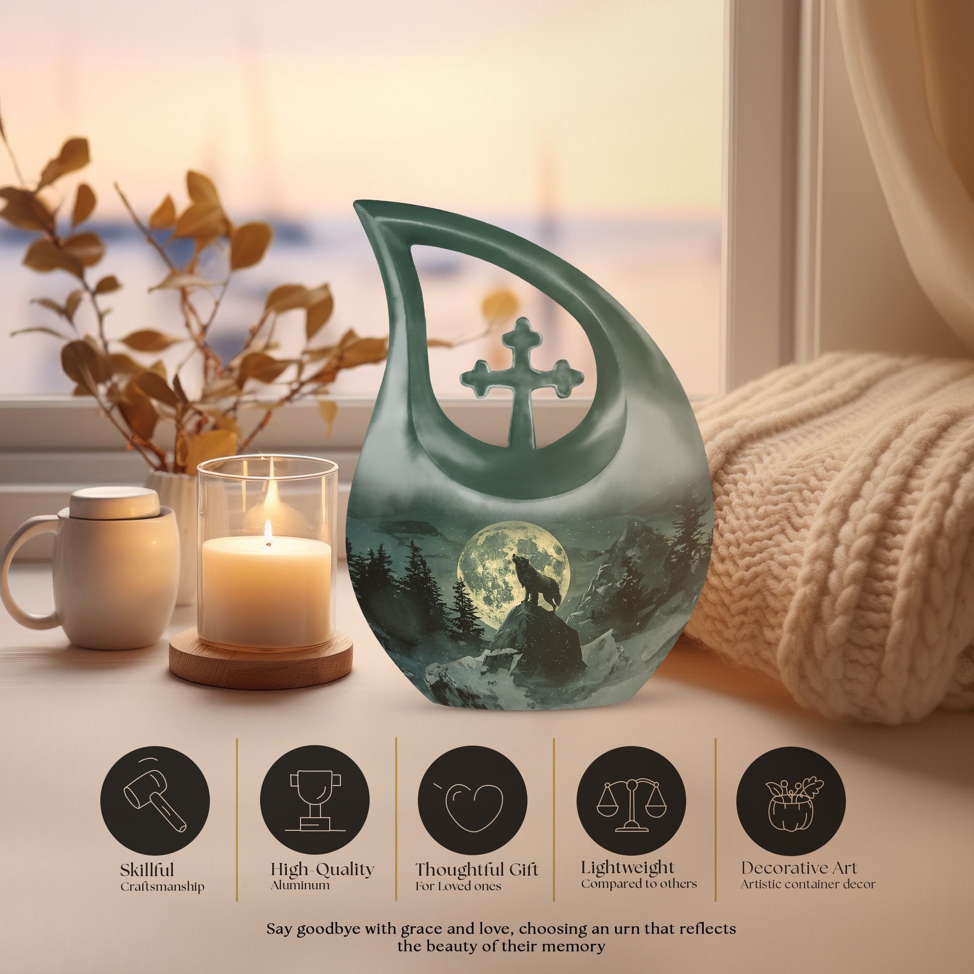 Wolf Howling Urns For Ashes - Cremation Keepsakes For Men