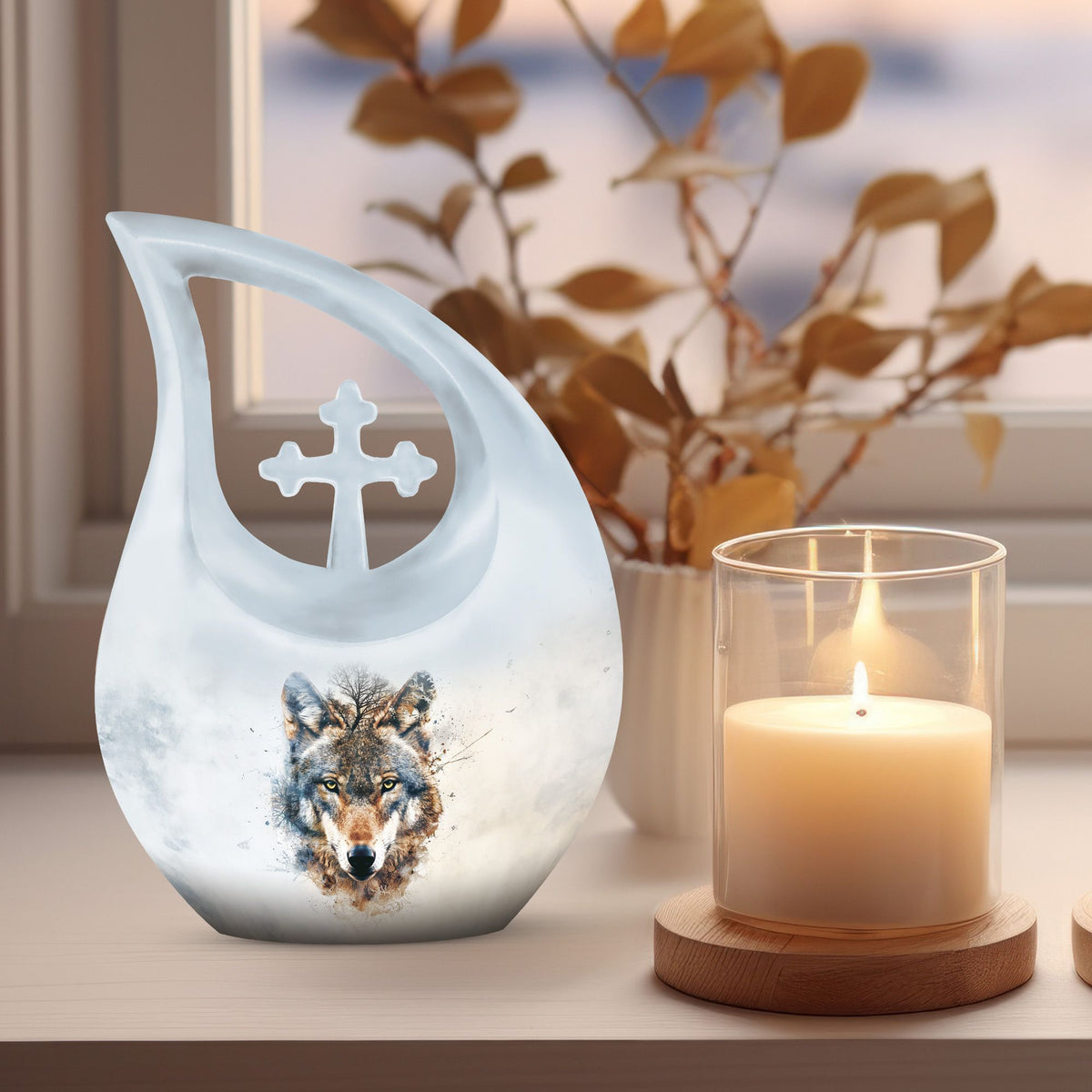 Wolf Howling Urns For Ashes - Cremation Urns For Adult Ashes Women