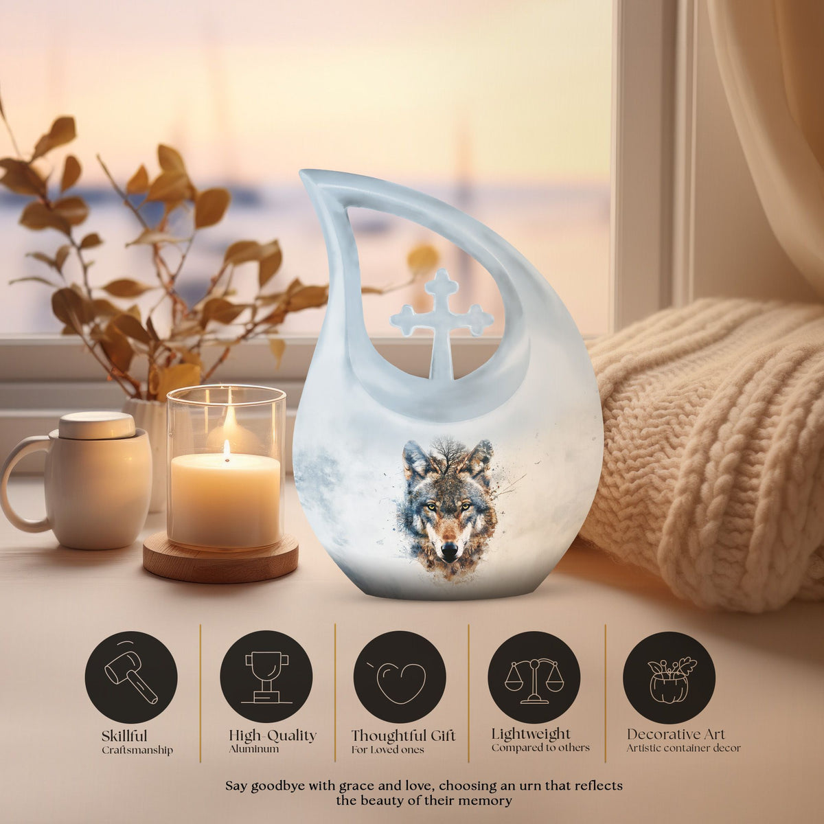 Wolf Howling Urns For Ashes - Cremation Urns For Adult Ashes Women