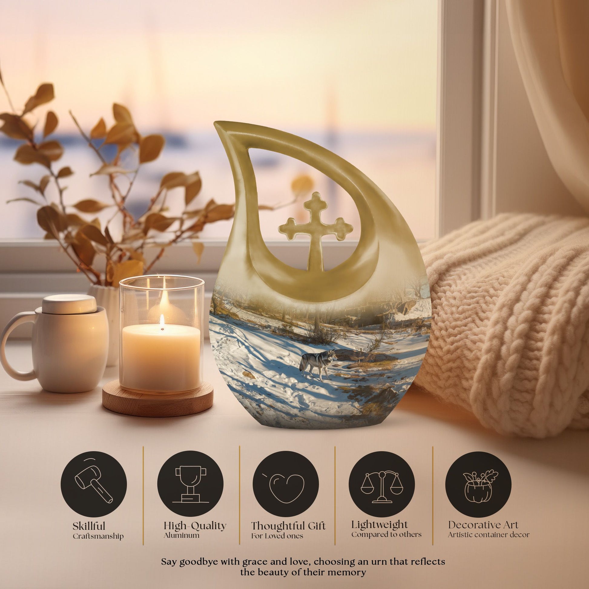 Wolf Howling Urns For Ashes - Cremation Urns For Ashes For Women