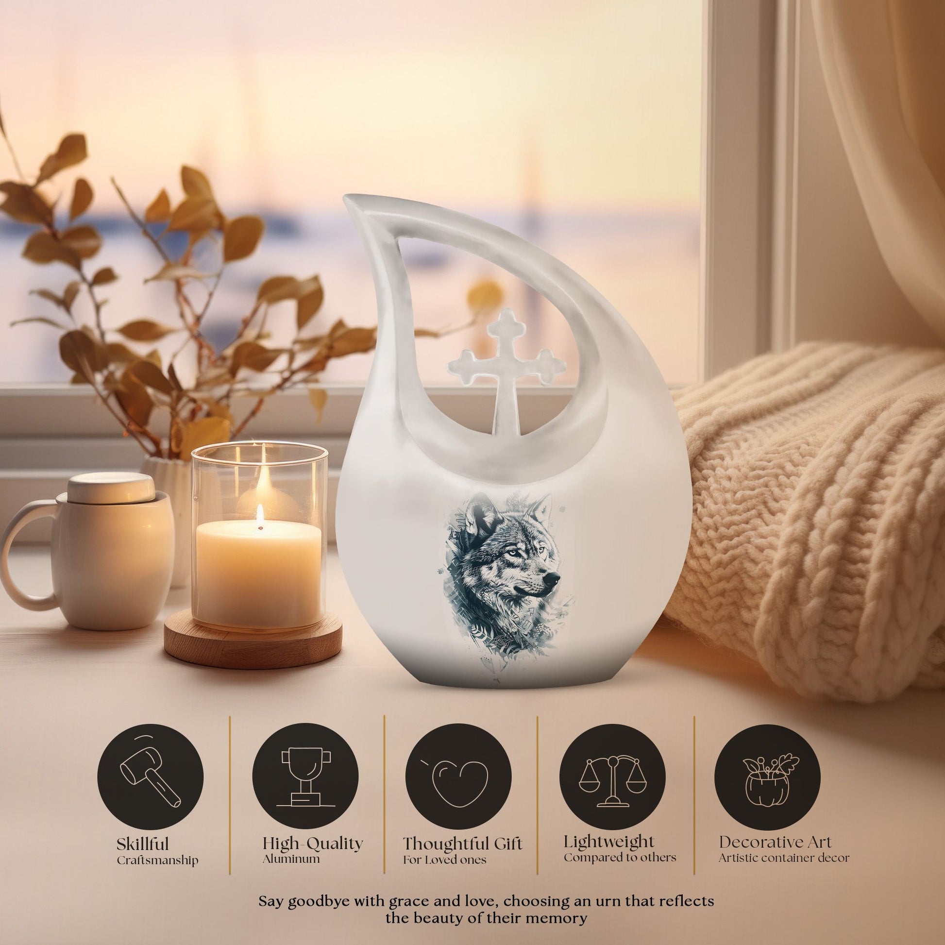 Wolf Howling Urns For Ashes - Adult Urns For Women