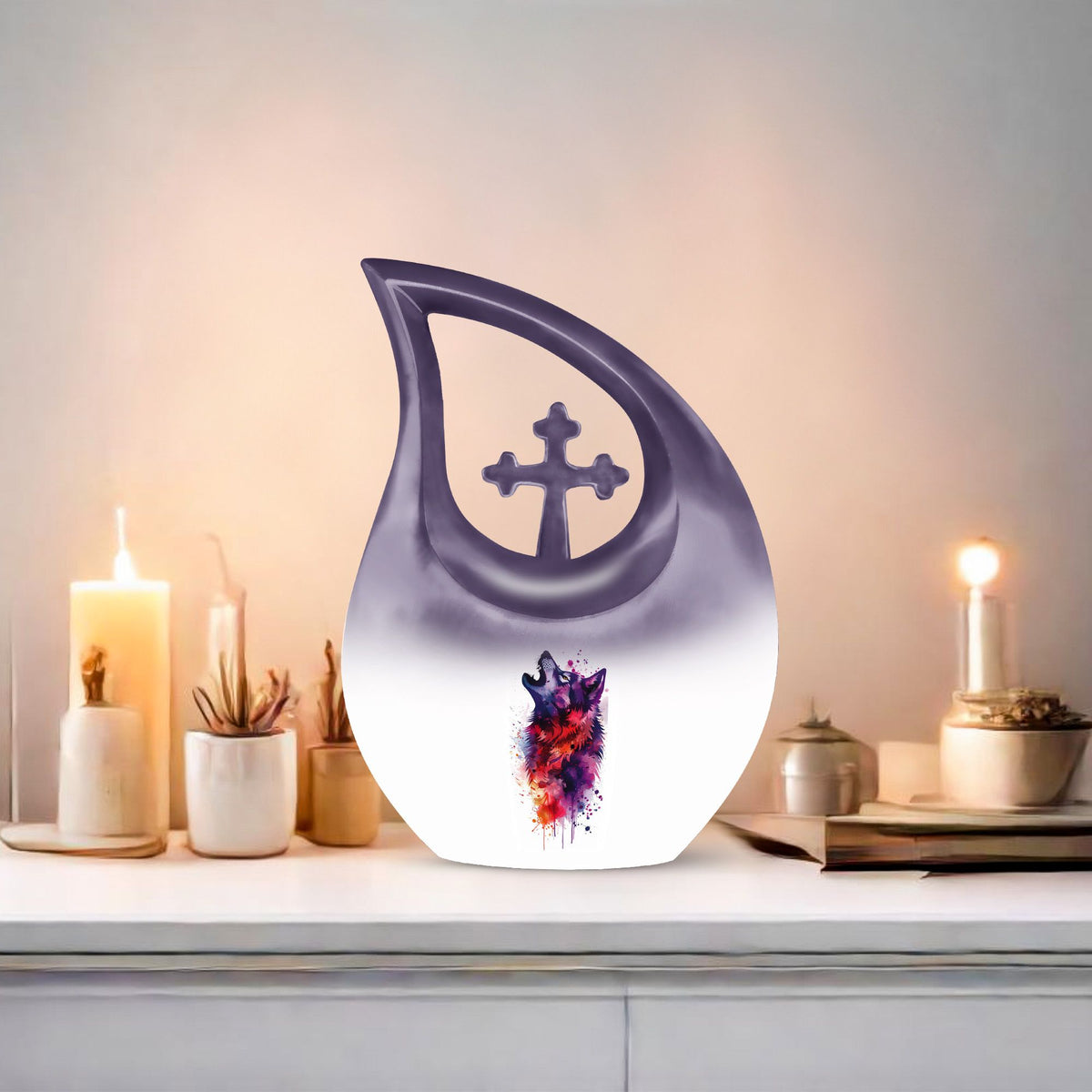 Wolf Howling Urns For Ashes - Funeral Urns For Men