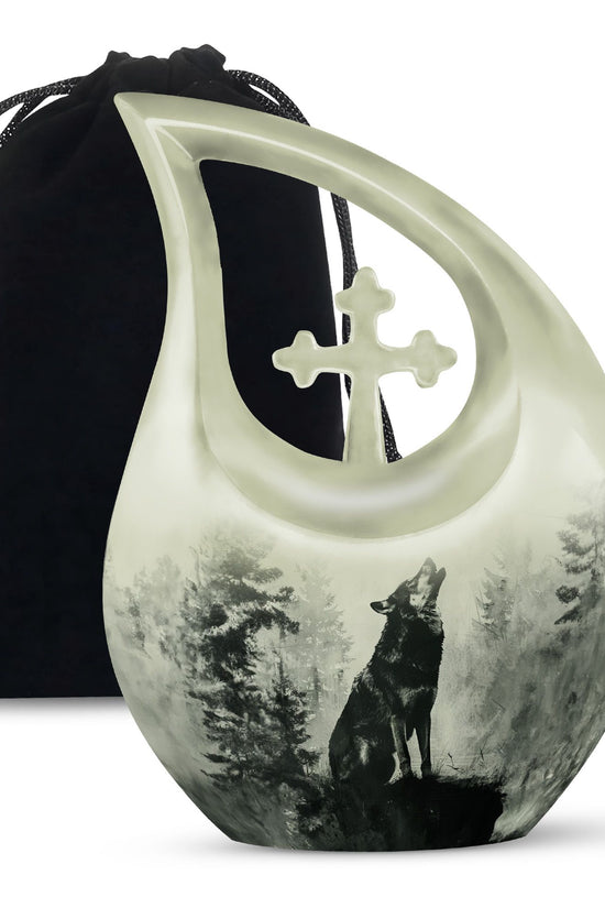 Wolf Howling Urns For Ashes - Small Urns For Women Human Ashes