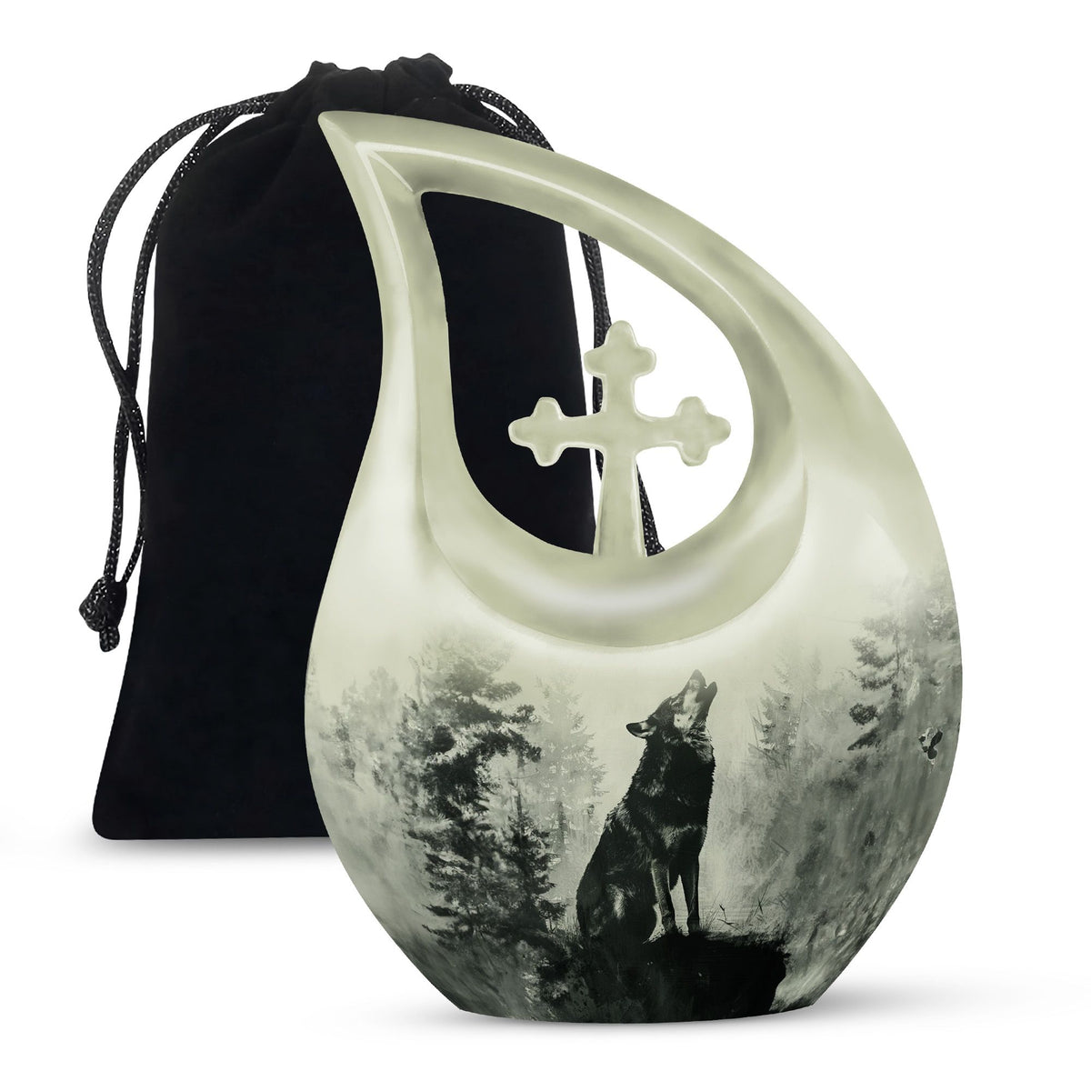 Wolf Howling Urns For Ashes - Small Urns For Women Human Ashes