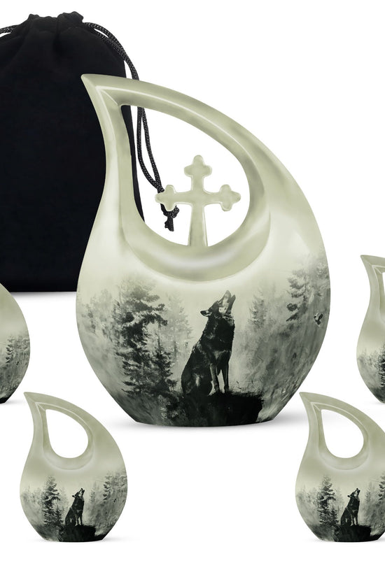 Wolf Howling Urns For Ashes - Small Urns For Women Human Ashes