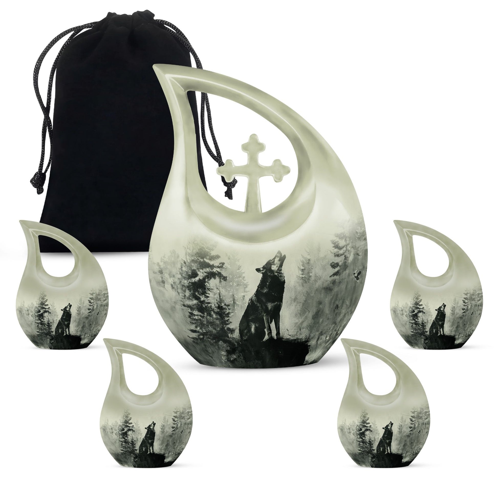 Wolf Howling Urns For Ashes - Small Urns For Women Human Ashes