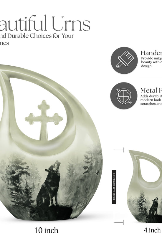 Wolf Howling Urns For Ashes - Small Urns For Women Human Ashes