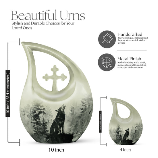 Wolf Howling Urns For Ashes - Small Urns For Women Human Ashes
