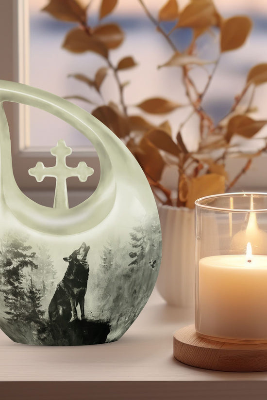 Wolf Howling Urns For Ashes - Small Urns For Women Human Ashes