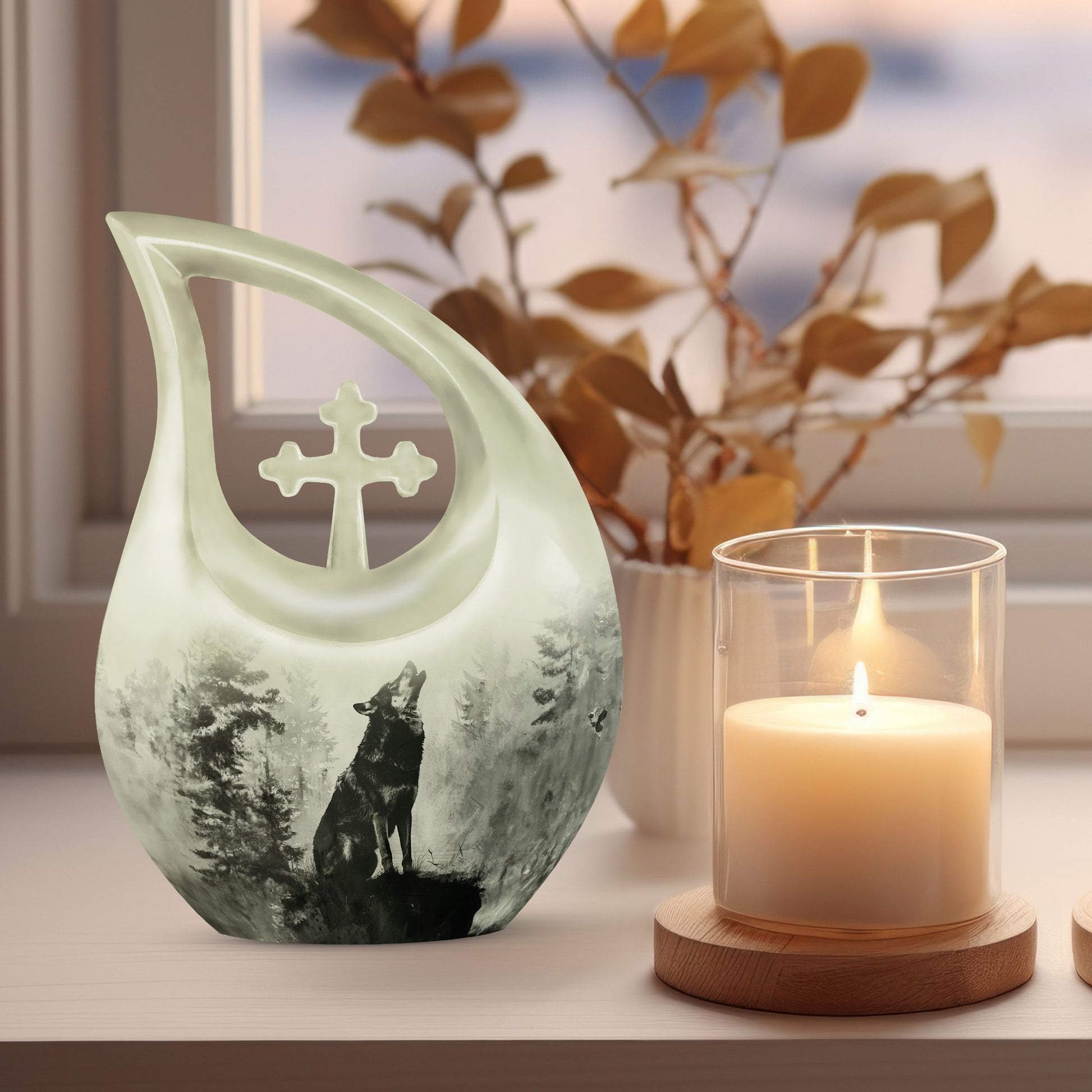 Wolf Howling Urns For Ashes - Small Urns For Women Human Ashes