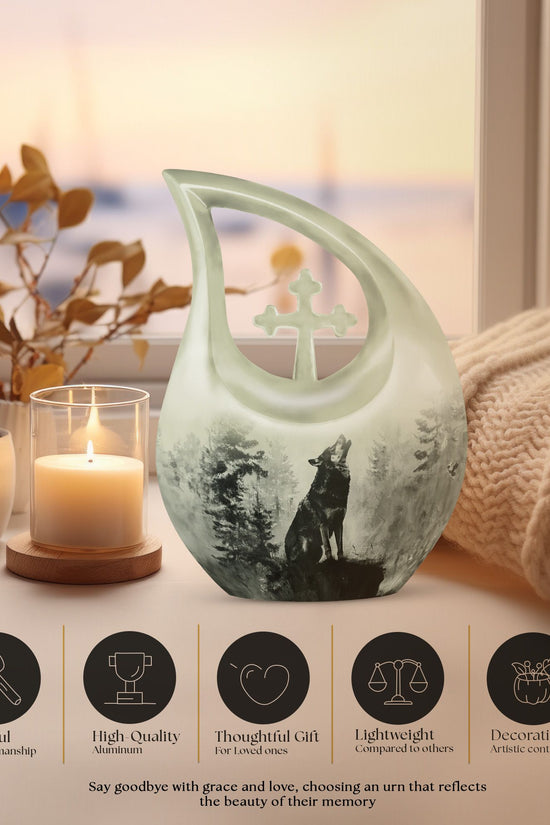 Wolf Howling Urns For Ashes - Small Urns For Women Human Ashes