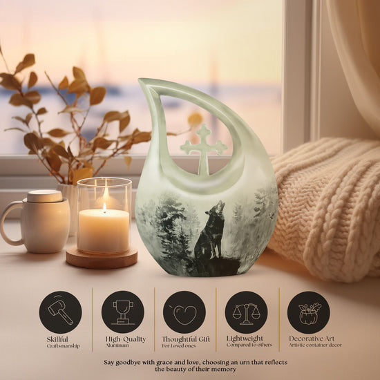 Wolf Howling Urns For Ashes - Small Urns For Women Human Ashes