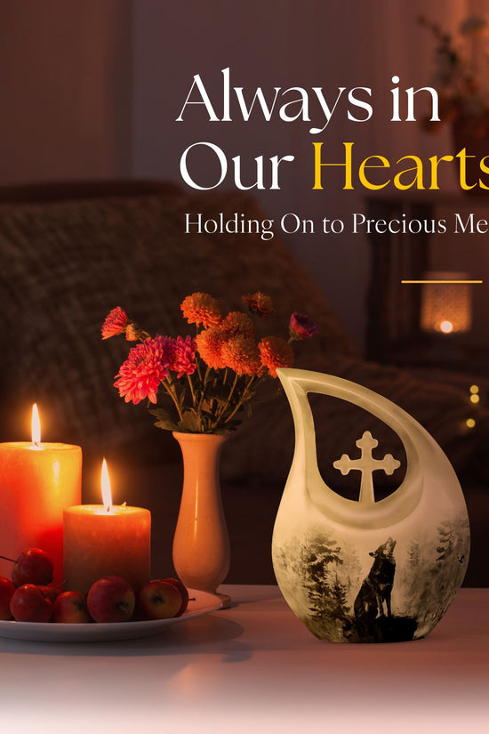 Wolf Howling Urns For Ashes - Small Urns For Women Human Ashes
