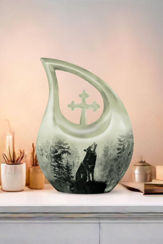 Wolf Howling Urns For Ashes - Small Urns For Women Human Ashes