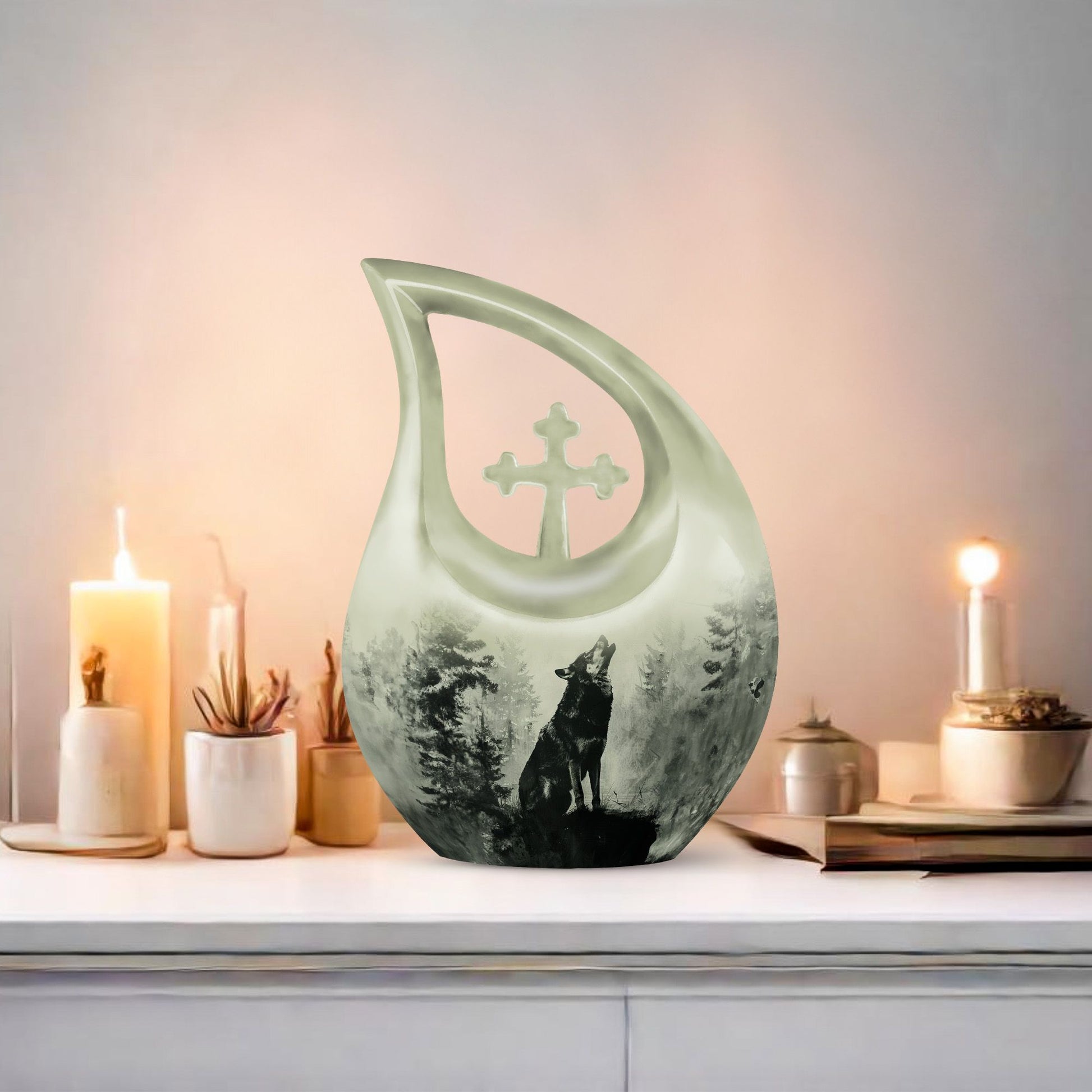 Wolf Howling Urns For Ashes - Small Urns For Women Human Ashes