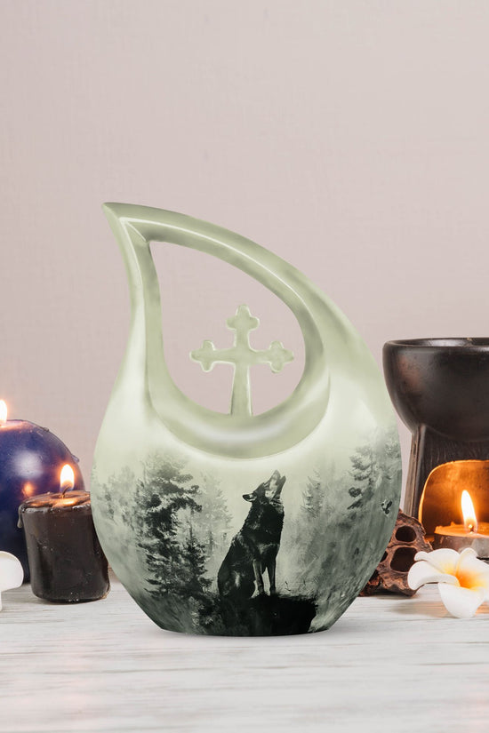 Wolf Howling Urns For Ashes - Small Urns For Women Human Ashes