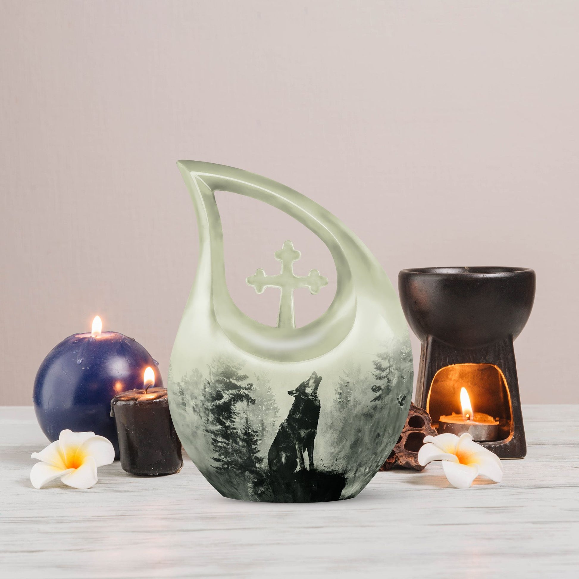 Wolf Howling Urns For Ashes - Small Urns For Women Human Ashes