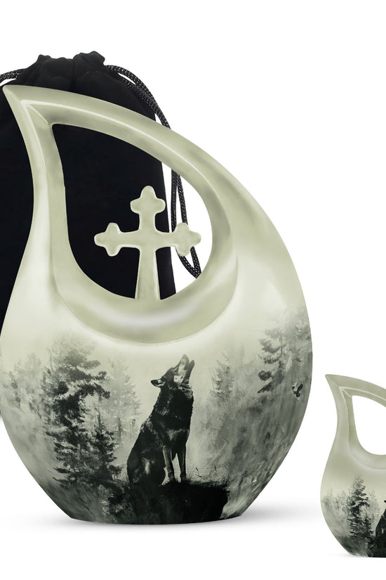 Wolf Howling Urns For Ashes - Small Urns For Women Human Ashes