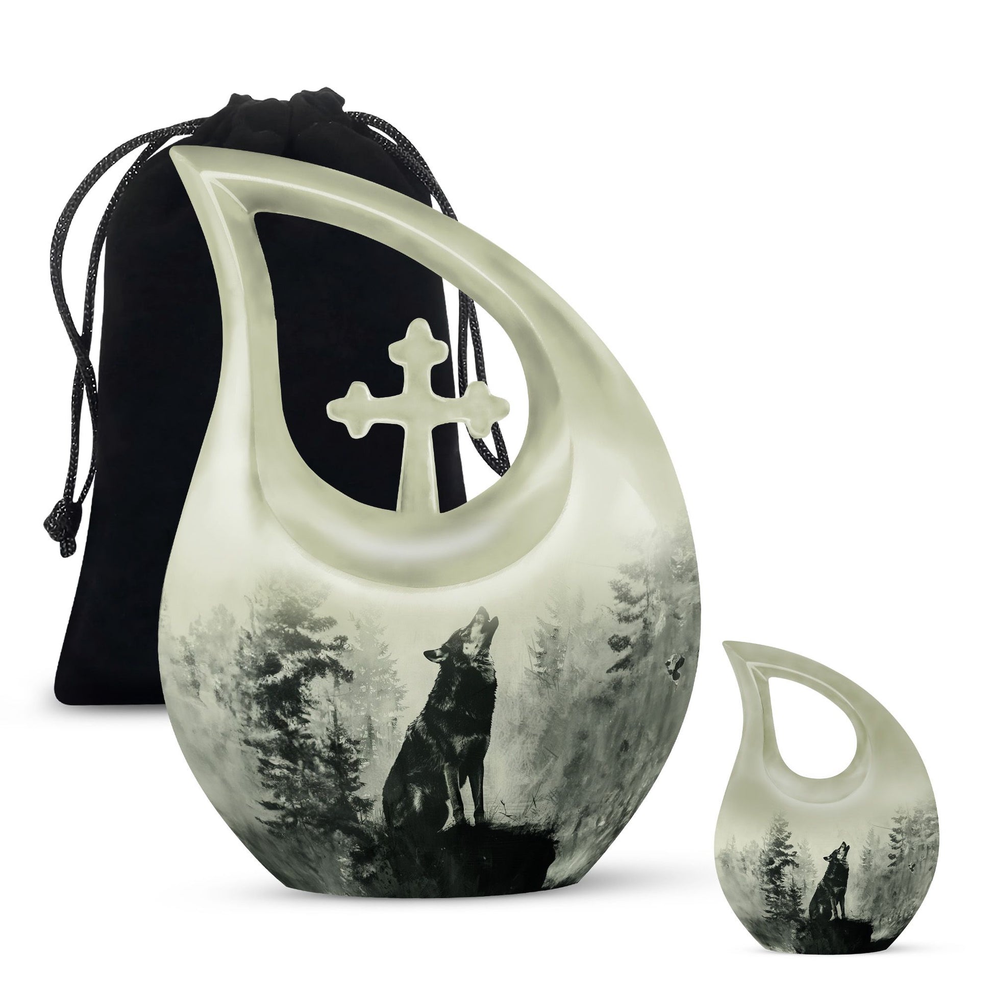 Wolf Howling Urns For Ashes - Small Urns For Women Human Ashes