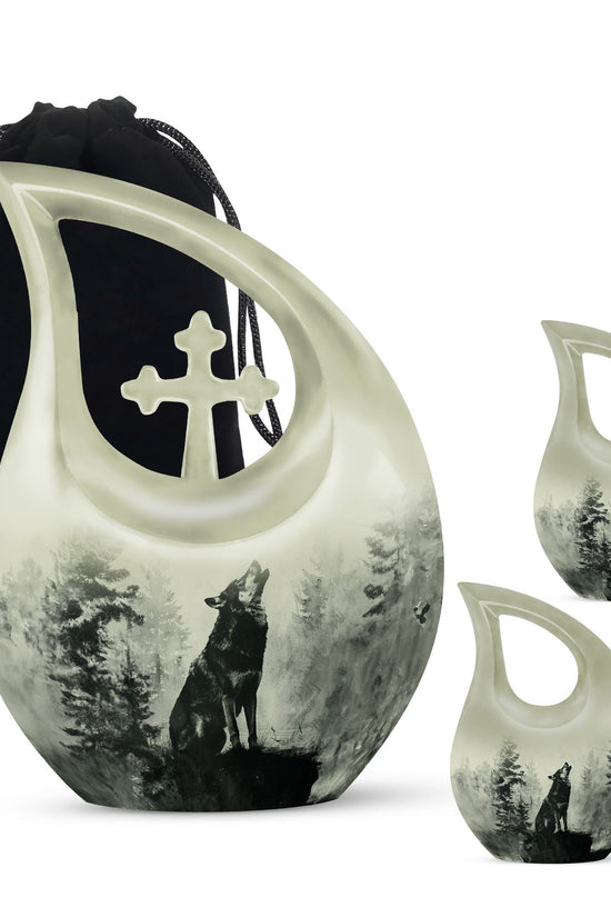 Wolf Howling Urns For Ashes - Small Urns For Women Human Ashes