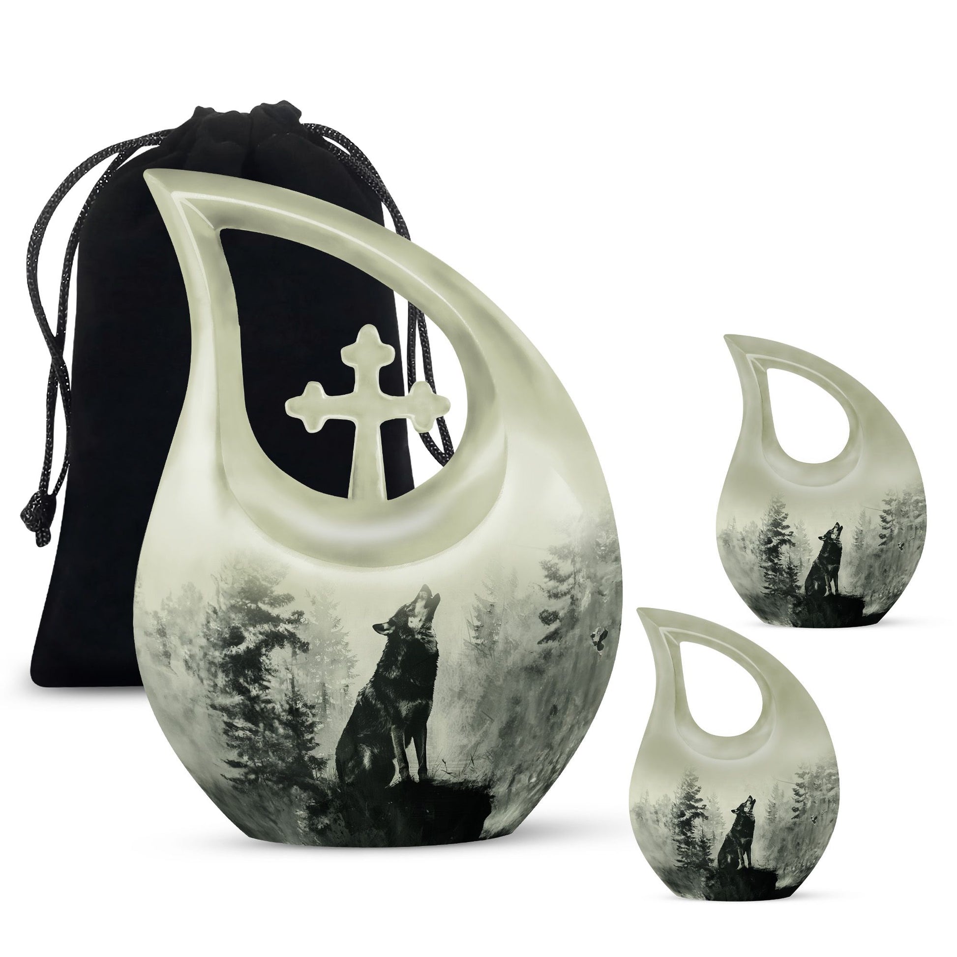 Wolf Howling Urns For Ashes - Small Urns For Women Human Ashes