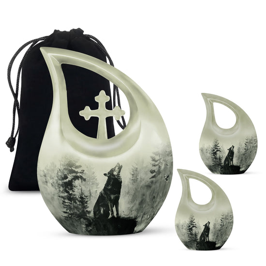 Wolf Howling Urns For Ashes - Small Urns For Women Human Ashes