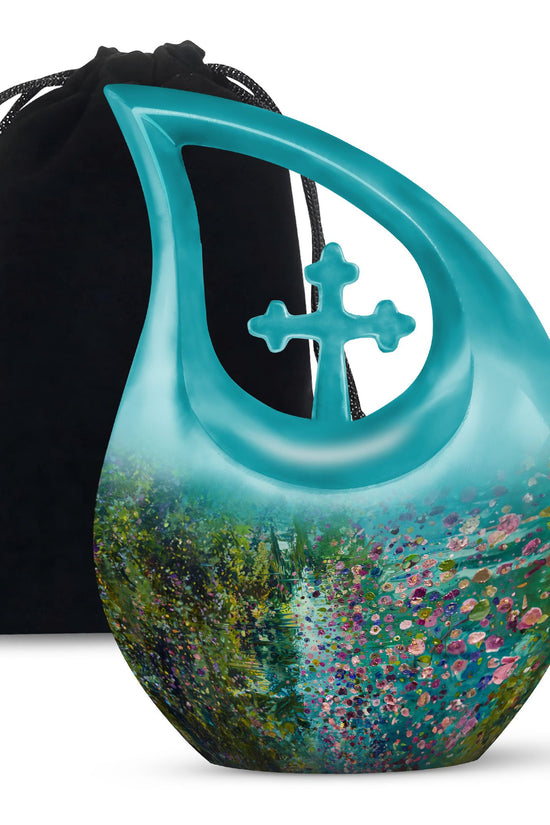 Flower Theme Funeral Urn - Artistic Flowers Memorial Urn For Loved Ones