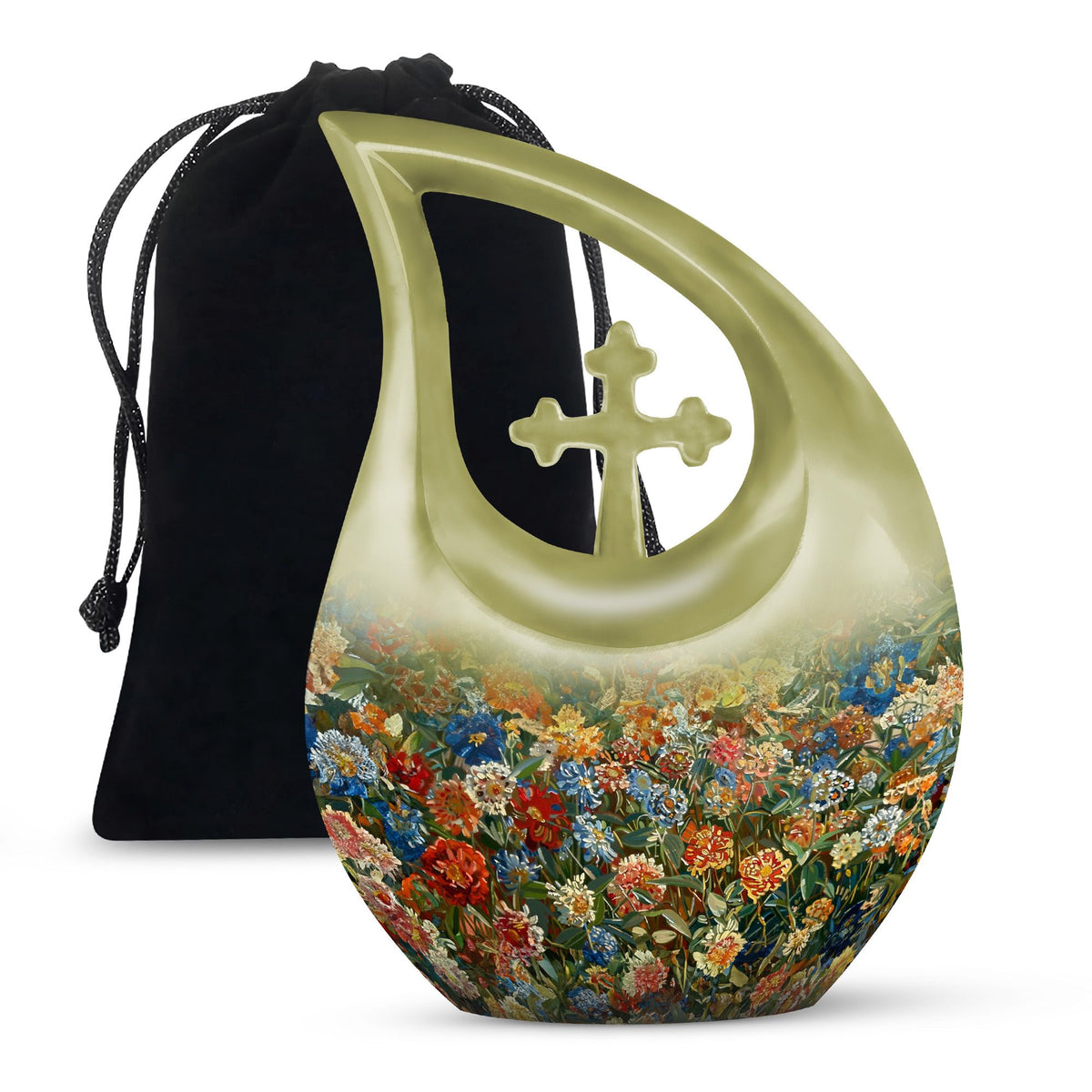 Nature Blossom Funeral Urn For Human Ashes - Artistic Floral Landscape Urn