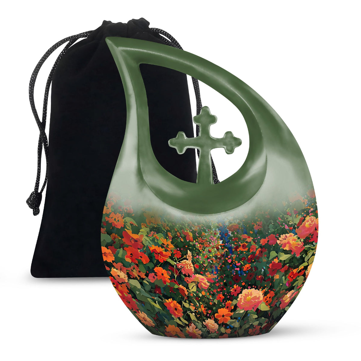 Colorful Flower Field Funeral Urn - Nature Inspired Cremation Urn