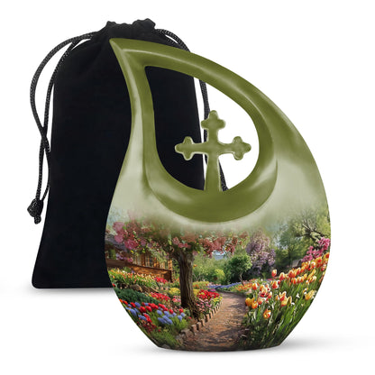 Beautiful Flower Garden Funeral Urn - Cremation Urn For Adult Ashes