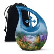 Colourful Floral Memorial Urn - Beautiful Garden Cremation Urn For Burial