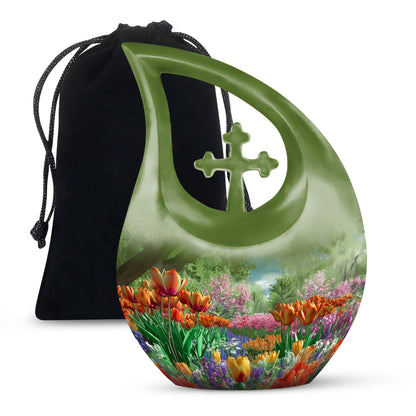 Flower Theme Memorial Urn - Beautiful Funeral Urn For Adult Ashes