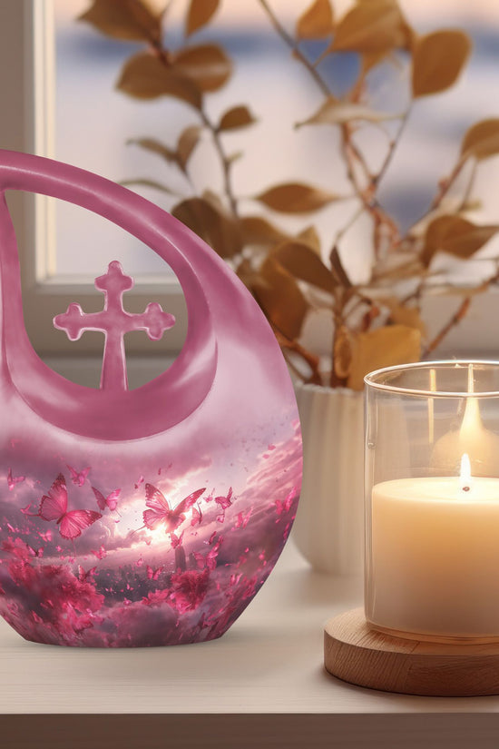 Pink Butterfly Urns For Ashes - Urn Ashes For Women