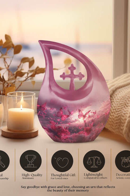 Pink Butterfly Urns For Ashes - Urn Ashes For Women