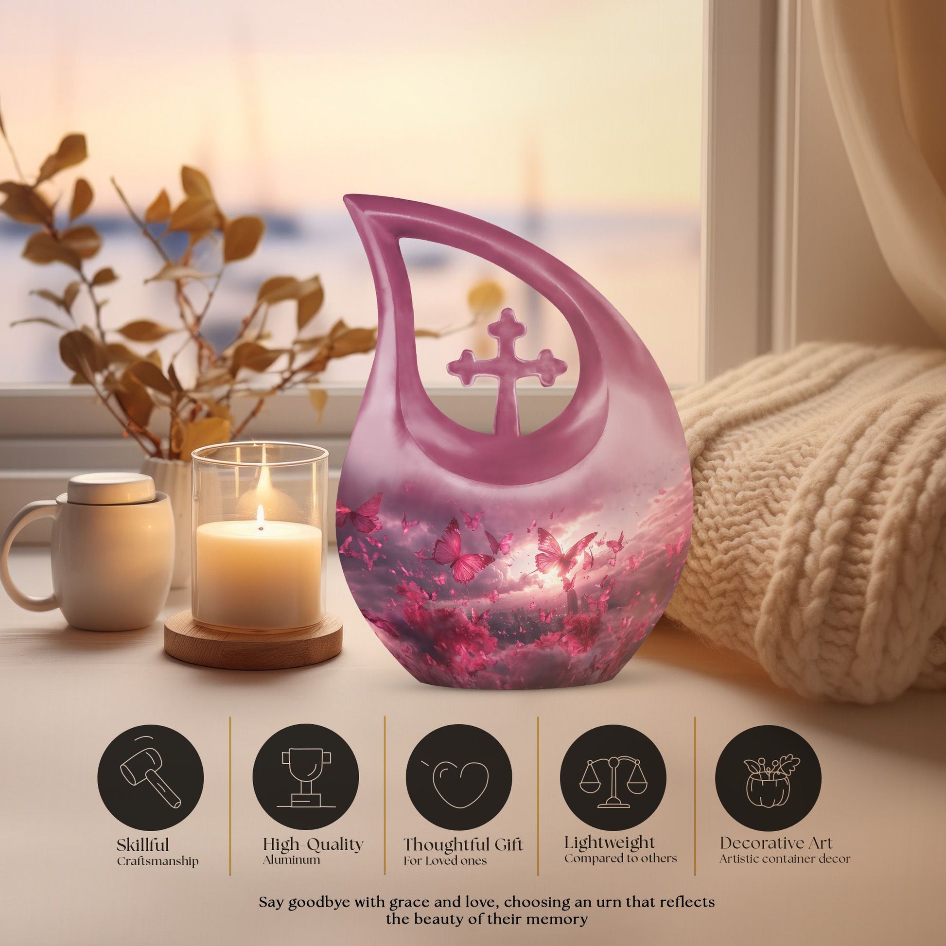 Pink Butterfly Urns For Ashes - Urn Ashes For Women