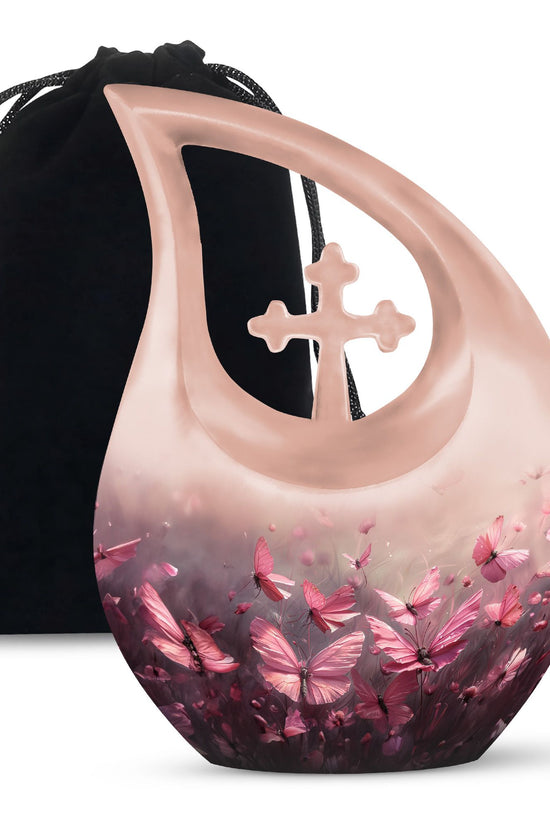 Pink Butterfly Urns For Ashes - Small Urns Women