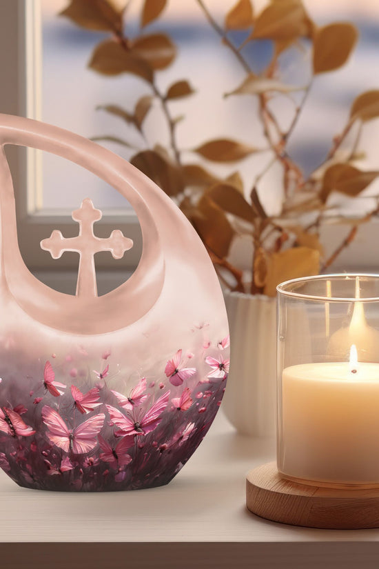 Pink Butterfly Urns For Ashes - Small Urns Women